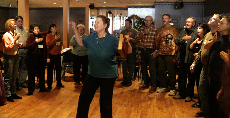 Lynn Miller leading a Vocal Warmup